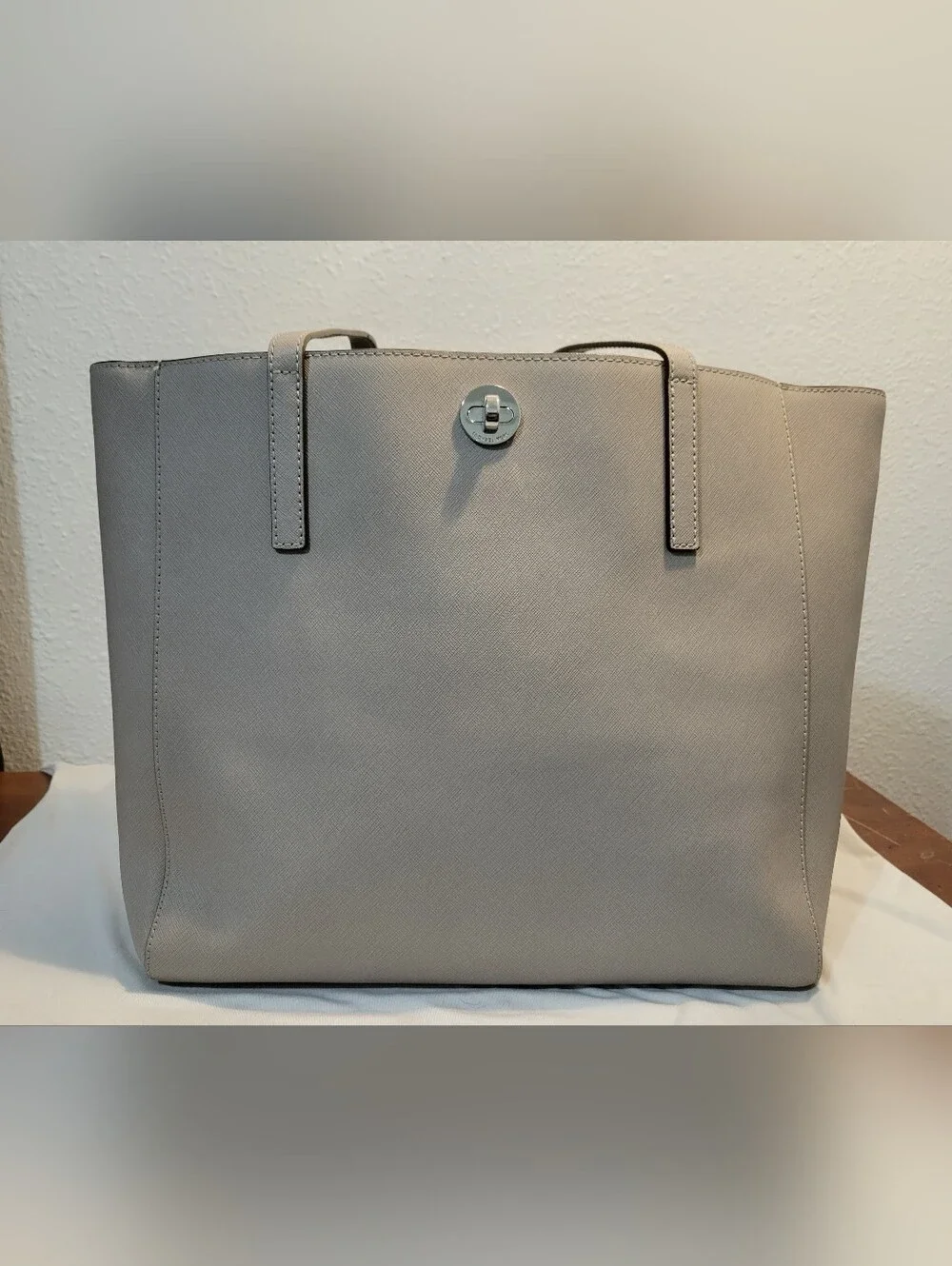 Michael Kors Neutral Saffiano Tote in Light Taupe